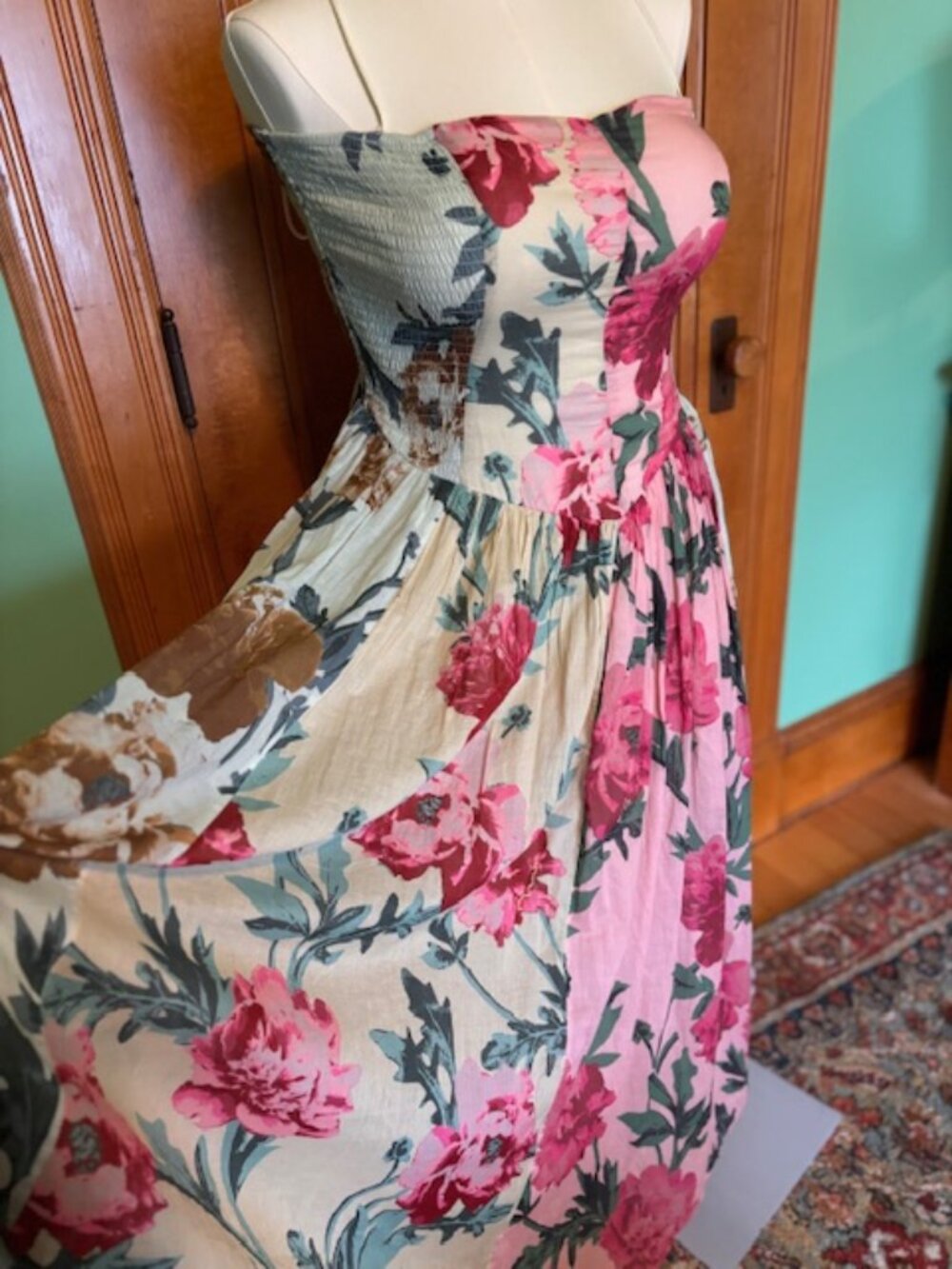 Free People Gorgeous Pink and Green Floral; Size XL
